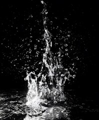 Dynamic High-Speed Water Splash Overlay on Black Background for Dramatic Visual Effects