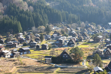 紅葉に包まれる白川郷