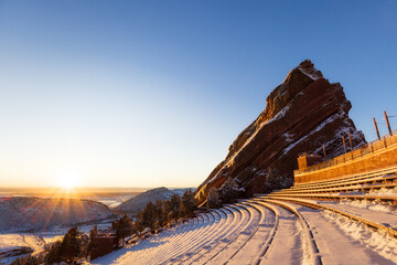 Winter sunrise at Red Rocks Park and Amphitheater Denver, Colorado 