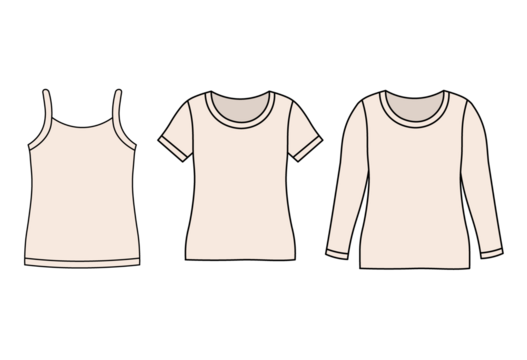 Women’s Three-Type Undershirt Set Featuring Camisole, Short Sleeve, and Long Sleeve
