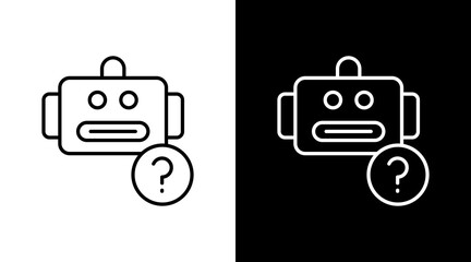Faq Bot Outline White Icon Set Design