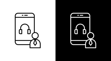 Obraz premium Live Agent Outline White Icon Set Design
