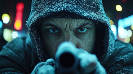 Cold Night Sniper with City Focus.