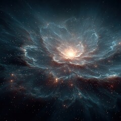 Cosmic nebula glows with brilliant light amid a field of twinkling stars