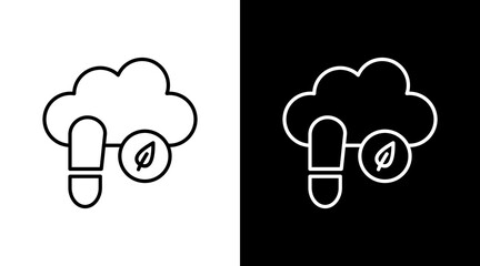 Carbon Footprint Outline White Icon Set Design