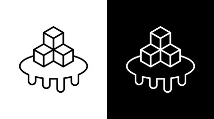 Ice Melting Outline White Icon Set Design