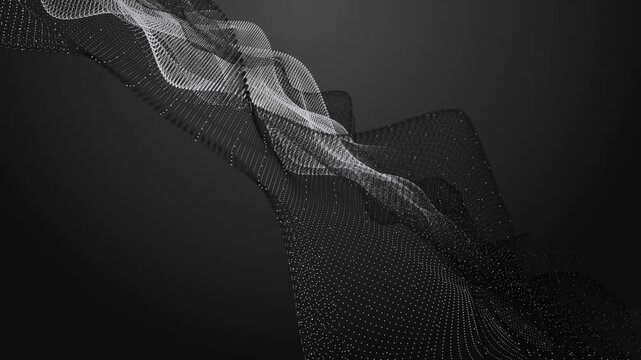 Magical video animation with particle wave object in slow motion, 4096x2304 loop 4K