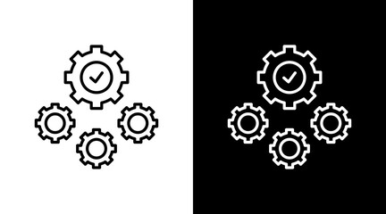 Process Chain Outline White Icon Set Design