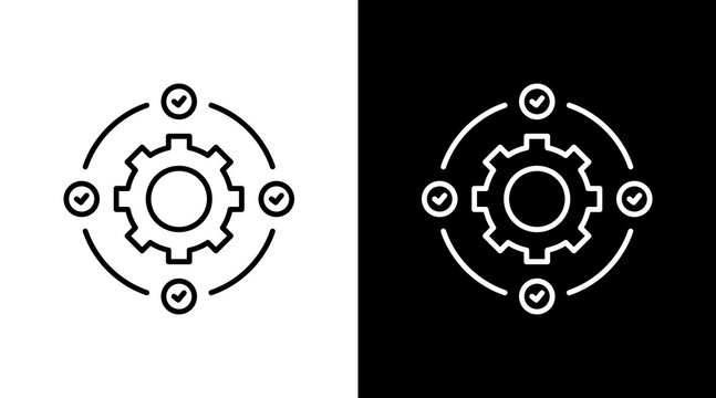 Process Map Outline White Icon Set Design