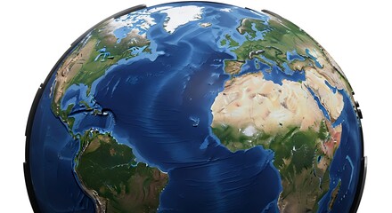 Earth globe view from space showing continents and oceans.