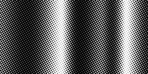 Black and white halftone gradient background. Vertical color gradation dotted pattern backdrop. Suitable for grunge poster, banner, presentation, or cover.
