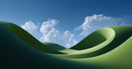 Obraz premium Abstract landscape with rolling green hills and dramatic cloudy sky