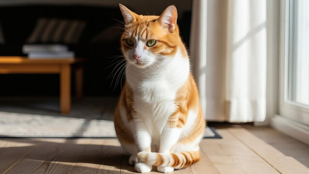 cat on a window sill - Powered by Adobe