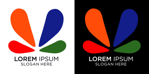 Vibrant abstract colorful shape logo design template showcasing versatility on light and dark backgrounds for brand identity