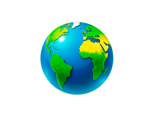 Fototapeta premium A vibrant 3d rendered globe showing continents of earth in bright blue and green colors
