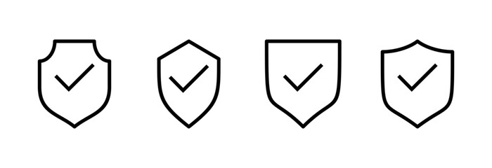Shield check mark icon vector illustration. Protection approve sign. Insurance icon