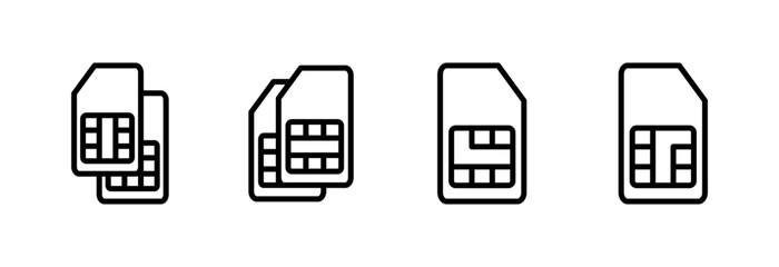 Sim card icon vector illustration. dual sim card sign and symbol