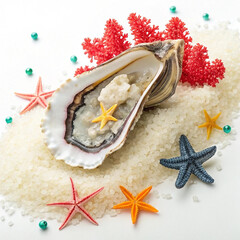 Oyster With Starfish And Coral Accents