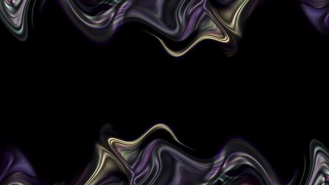 Dynamic Abstract Black Background with Glossy Wavy Liquid Light Streams and Futuristic Smooth Metallic Flowing Lines