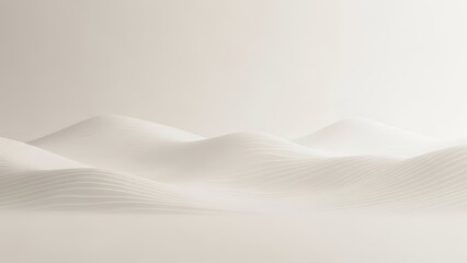 Fototapeta premium Abstract 3d desert landscape with soft flowing waves of sand. Wavy light beige background for presentation or banner design. Minimal architecture concept element.