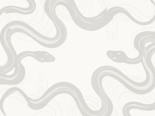 Abstract illustration of swirling snakes creating a seamless pattern. Minimalist design for wallpaper or background for graphic design.