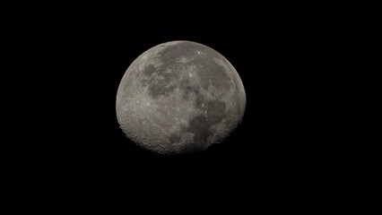 Half moon in the night sky.