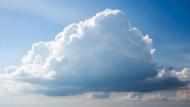 Fluffy white cumulus cloud floating in a clear blue sky on a sunny day - Powered by Adobe