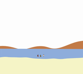 Tourists enjoying in the sea. Summer fun adventure lifestyle. Outdoor lifestyle travel on beach holiday vacation.