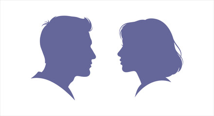 Profile Silhouettes of Man and Woman Representing Human Connection and Dialogue