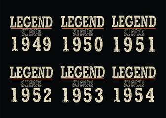 Celebrate Milestone Birthdays with Legend Since Year Design 1949-1954 Perfect for Party Invitations, T-Shirts, Gifts and Personalized Decorations!