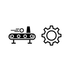Streamline processes with this vector graphic of a conveyor belt and gear, perfect for engineering, manufacturing, and automation projects needing a clean design