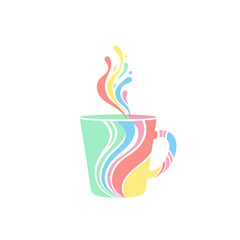 Creative Coffee Cup With Colorful Liquid Splash