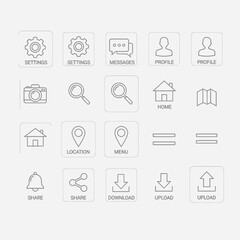 Sleek app icon set for modern user interface design, perfect for mobile and web development projects, ensuring intuitive navigation and user friendly experience