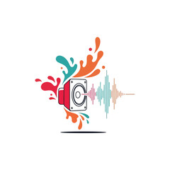 Modern Audio Speaker With Dynamic Color Splash