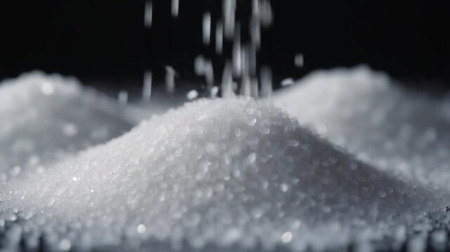 Rock Salt Crystals Dropping (Macro)