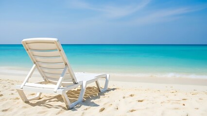 Beach chair on the shore with beautiful ocean view.