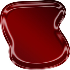 Red chrome glossy abstract liquid blob with reflective metallic surface element isolated on transparent background