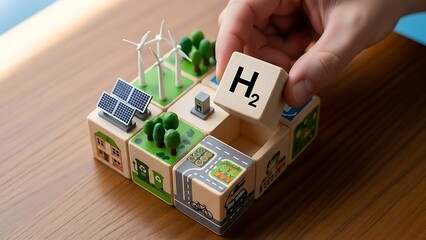 Building a sustainable future with clean hydrogen energy from renewable sources like solar and wind power.