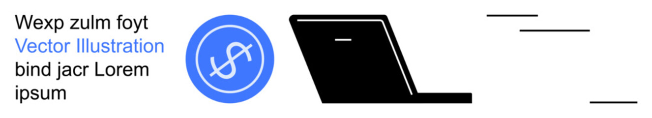 Financial services, online payments, technology trends, digital banking, modern commerce, internet economy. Circular financial icon and laptop. Financial services and online payments