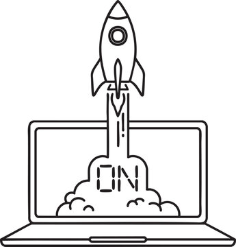 leptop roket illustration