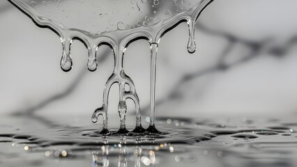 Mercury Droplets Cascading on Refractive Glass with Rainbows