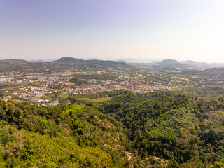 Aerial view mountains in Phuket Thailand nature background