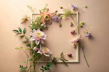 Pastel Floral Arrangement Within a Simple Frame A Delicate Composition of Blossoms
