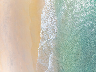 Aerial top view beach sea waves surface nature background