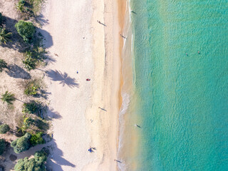 Aerial top view beach sea waves surface nature background