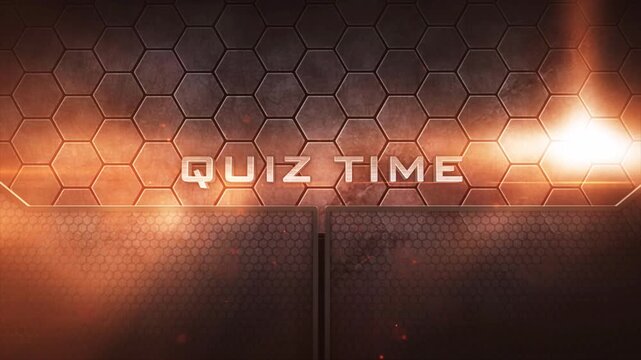 Quiz time animation effect steel impact on background 4k video 