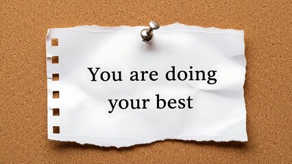 Affirmation in Note: A motivational message is pinned onto a corkboard, serving as a daily reminder to strive and offer positivity