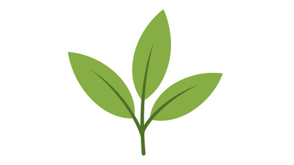 Three Vibrant Green Leaves on a Thin Stem Against a Black Background Symbolizing Growth Nature and Health
