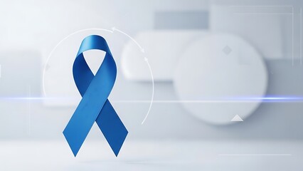 Blue ribbon symbol of awareness and support on a modern background