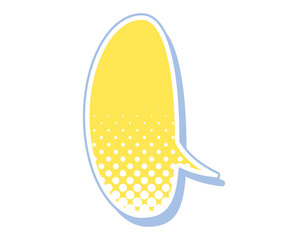 アメコミ吹き出し　ドット柄・カラフルな影　縦長楕円　黄色